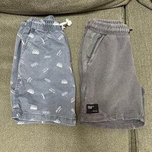 Lot of 2 Zara Kids Shorts Dark Gray Plush Surf Print Size 8 Boys